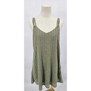 Very J Olive Ribbed Twist Strap Dress